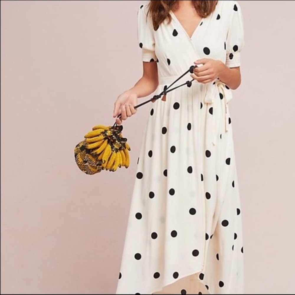 Anthropologie Maeve Polka Dot Faux Wrap Dress - Size 6